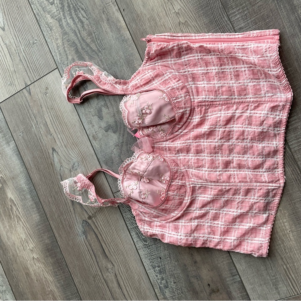 Sugar Thrillz Pink Plaid bustier top